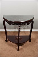 Wooden Carved Half Moon Two Tier Hall Table