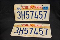 '93 California Matching License Plates-3H57457