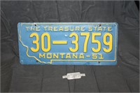 1951 Prison Made Montana License Plate & 54 Tag
