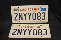 '93 California Matching License Plates