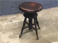 ANTIQUE PIANO STOOL = BALL AND CLAW FEET