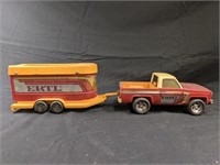 Vintage Ertl Truck and Livestock Trailer