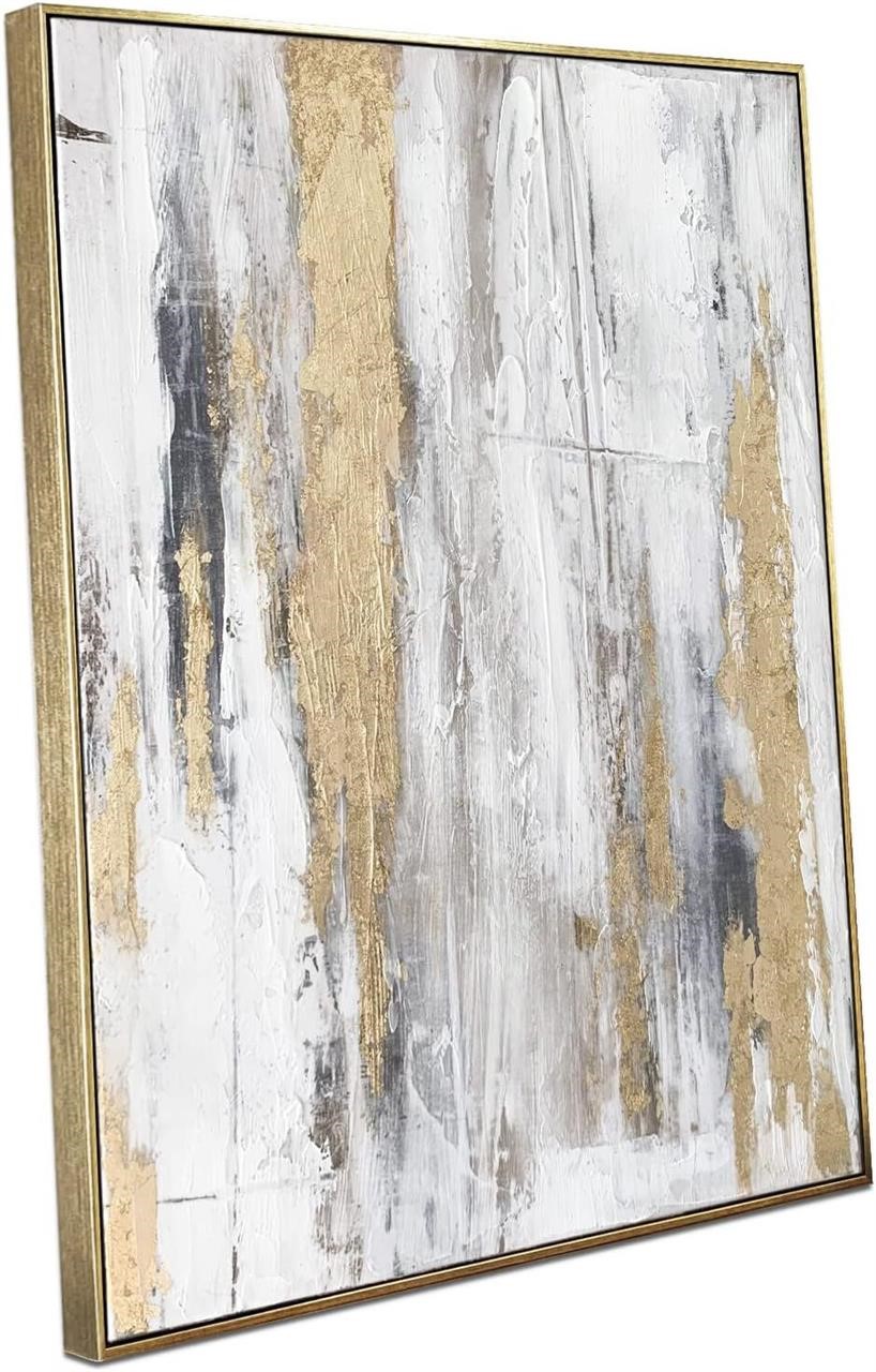 $106  Zessonic Abstract Gold and Gray canvas