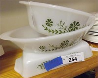 Glasbake Green Daisy Casserole and Divided Dishes