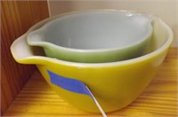Fire King Green and Yellow Mixing Bowls