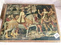 Vintage wood document box with Benozzo painting