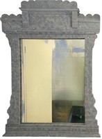 Blue Painted Wood Wall Mirror