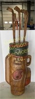 Decorative Wooden Golf Bag and Clubs