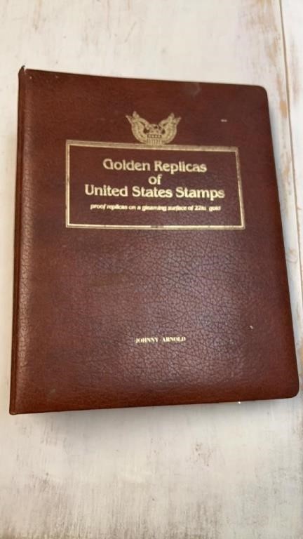 Golden Replicas of United States Stamps in Binder
