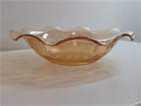 Jeanette Floragold Peach Rose Carnival Glass