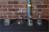Hoosier glass, 2 small Hyacinth bulb vases,