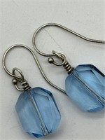 Sterling Silver Faceted Blue Crystal Earrings