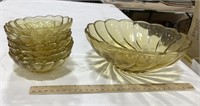 Yellow glass salad bowl set