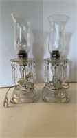 Pair of Vintage Boudoir Table Crystal Lamps