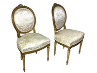 2 Gilt Wood Upholstered Louis XVI Side Chairs