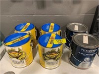 6 CANS OF TIMBER OIL & PITTSBURGH GRAND
