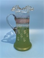 Vintage Glass Hand Painted Pitcher