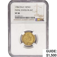 1784 15Pao .09oz Italy Gold NGC VF30 FR-247