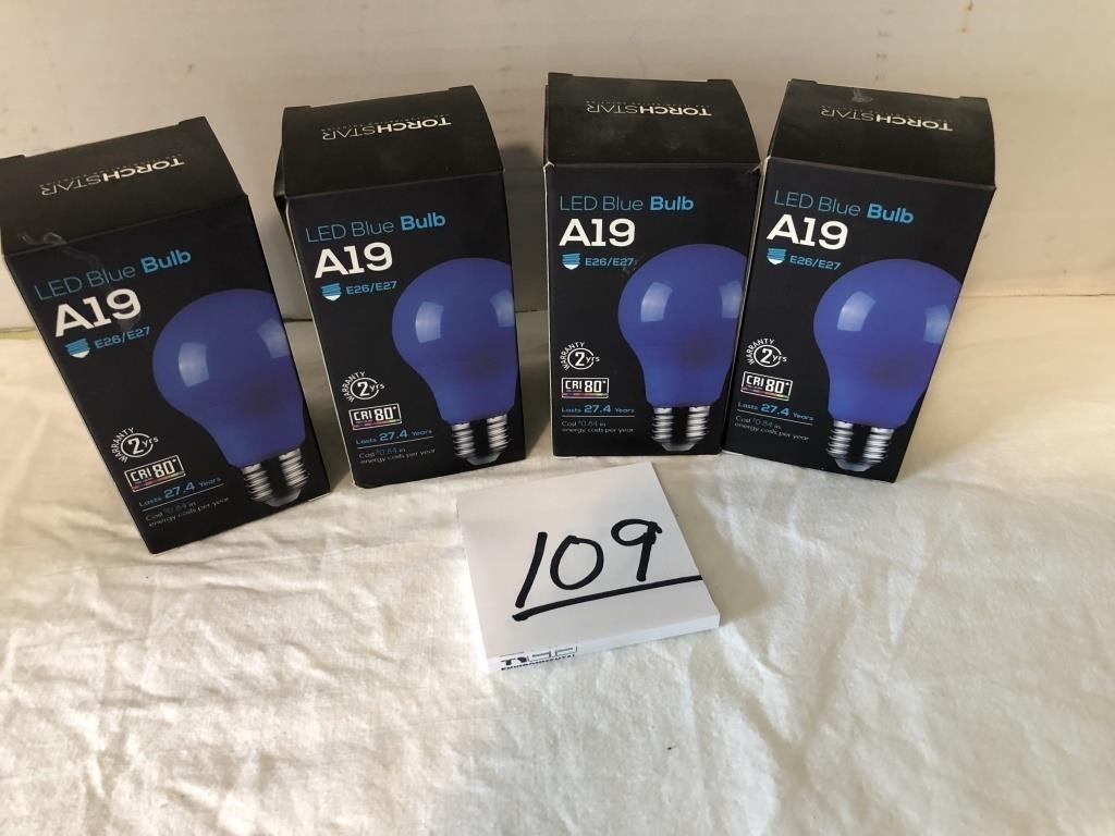 4 blue light bulbs