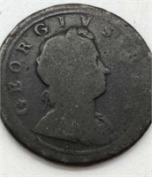 Early Colonial American Copper 1/2 Penny 1723,