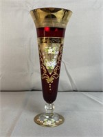 Bohemian Ruby Red Bud Vase