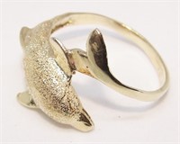 Dolphin 14K Gold Ring Size 5.5     1.7 Grams