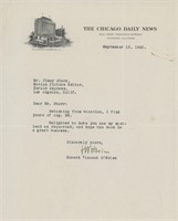 Howard O'Brien signed letter