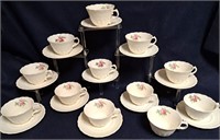 11 PRETTY SPODE JEWEL ROSES CUPS & SAUCERS