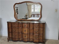 Antique Oak Provincial Dresser & Mirror, 1/2