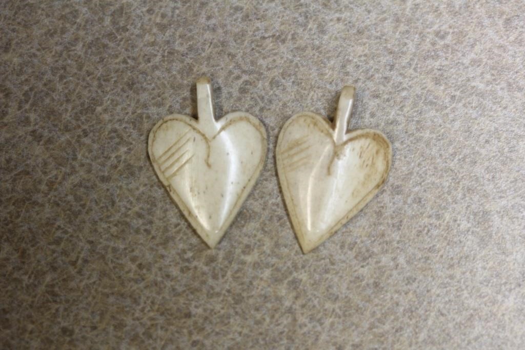 Pair of Some Sort of Marine Tooth or Bone Pendant