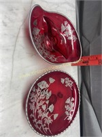 Ruby glass with silver decoration