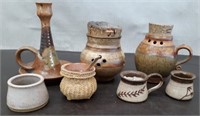 Flat 7 Pottery Pieces- Potpourri, Candle Holder,