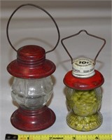 (2) Vtg Glass Lantern Candy Containers w/TH Stough