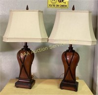 Pair of Wooden Table Lamps (2) with accented