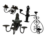 Grp of 4 French Iron  Wall Candleholders
