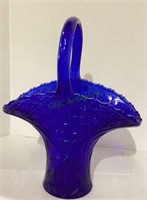 Beautiful large pressed glass cobalt blue basket