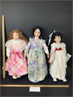 Lot of 3 Large Porcelain Dolls - See Description