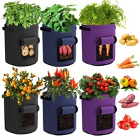 FVVRAX 10 Gallon Potato Grow Bags, 6 Pack Garden