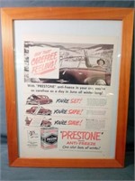 Vintage PRESTONE Brand ANTI- FREEZE Framed Wall