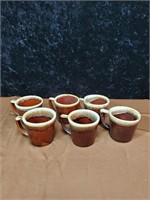 Group of 5 McCoy brown drip coffee cups and 1