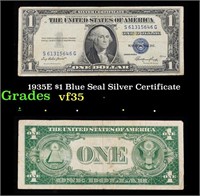 1935E $1 Blue Seal Silver Certificate Grades vf++