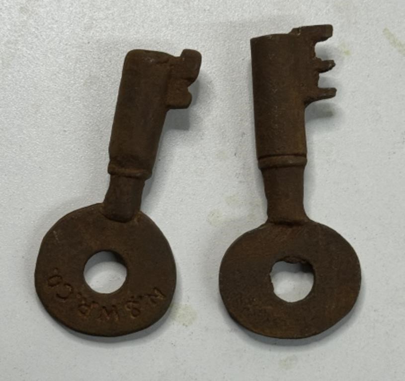 (2) ANTIQUE RAILROAD KEYS