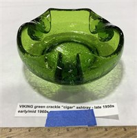 Viking green crackle cigar ashtray