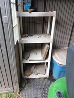 4 teer storage shelf with gas can and storage