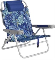 FOLDABLE BEACH RECLINER CHAIR WITH HEAD REST AND