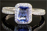 Brilliant Radiant Cut Tanzanite & White Topaz Ring