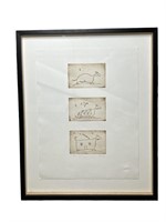 " BEASTS " FRAMED TRIPTYCH ETCHING 1990