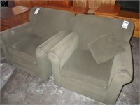 2 Green Upholstered Arm Chairs