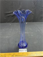 Flared Top Blue Glass Vase