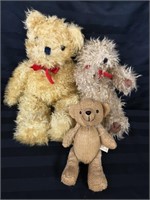 Three vintage teddy bears.